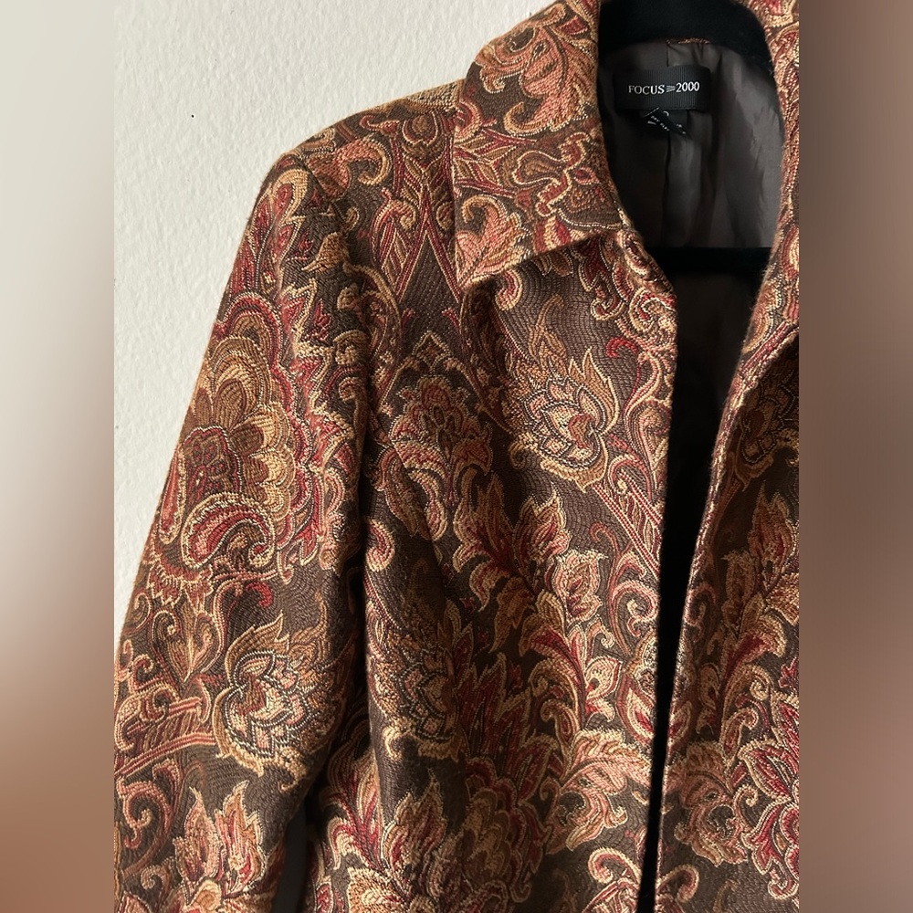 Vintage paisley crop collard boxy jacket size small
